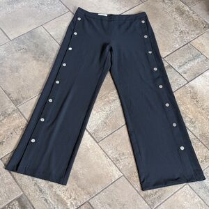 Tenax Dressy Elegant Edgy Work Pants Size L ( 46 Italy size) Black Snap Detail